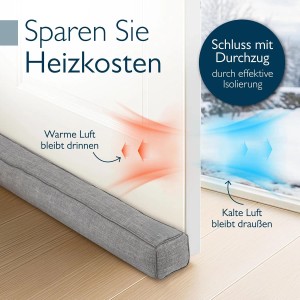 Beautissu Levante OM Zugluftstopper 6,5x110cm Grau 2tlg