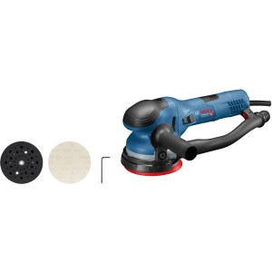 Bosch Professional GET 55-125 Exzenterschleifer im Karton mit Zubehör.