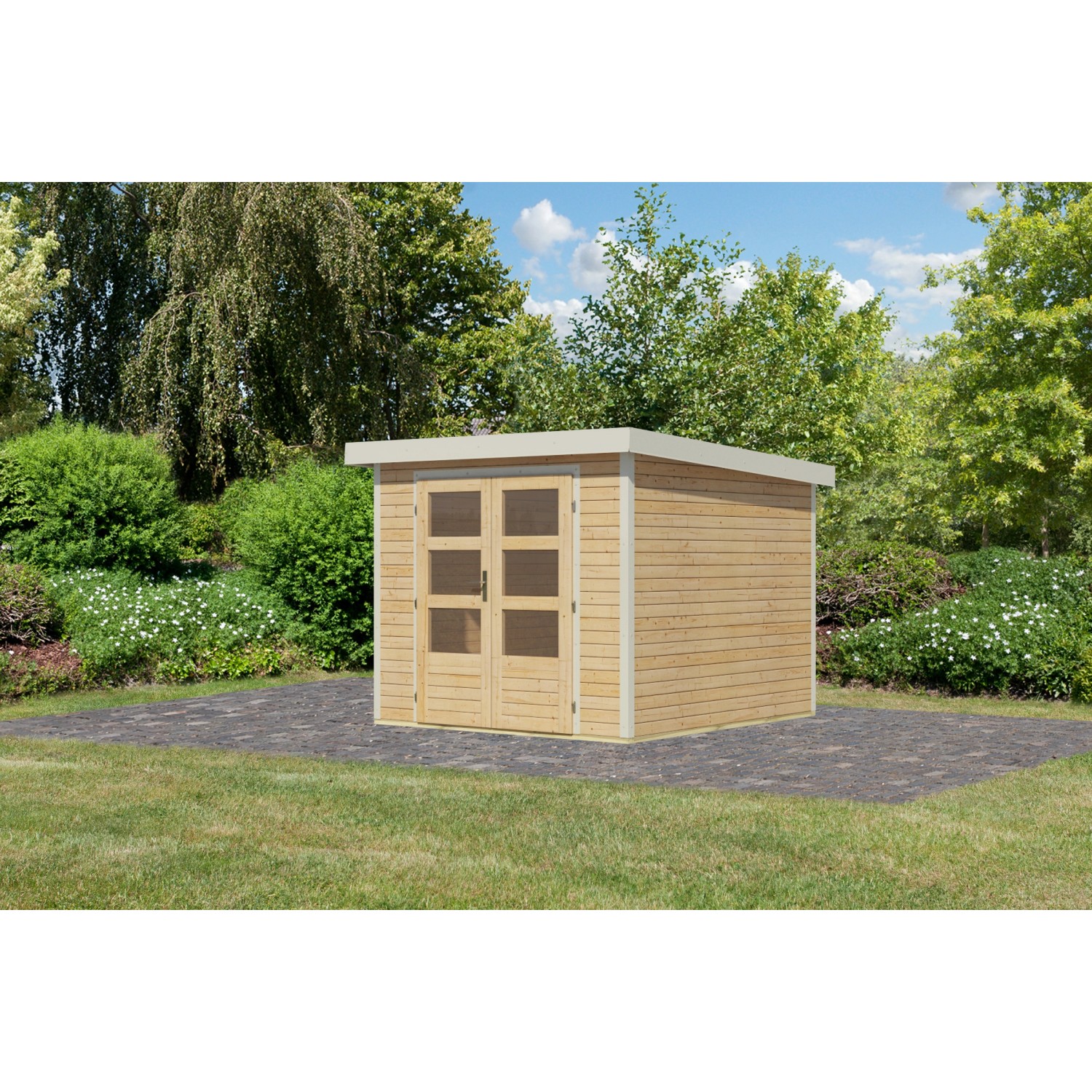 Karibu Gartenhaus Diego 3,5 A Naturbelassen/Weiß 209 x 238 x 242 cm günstig online kaufen