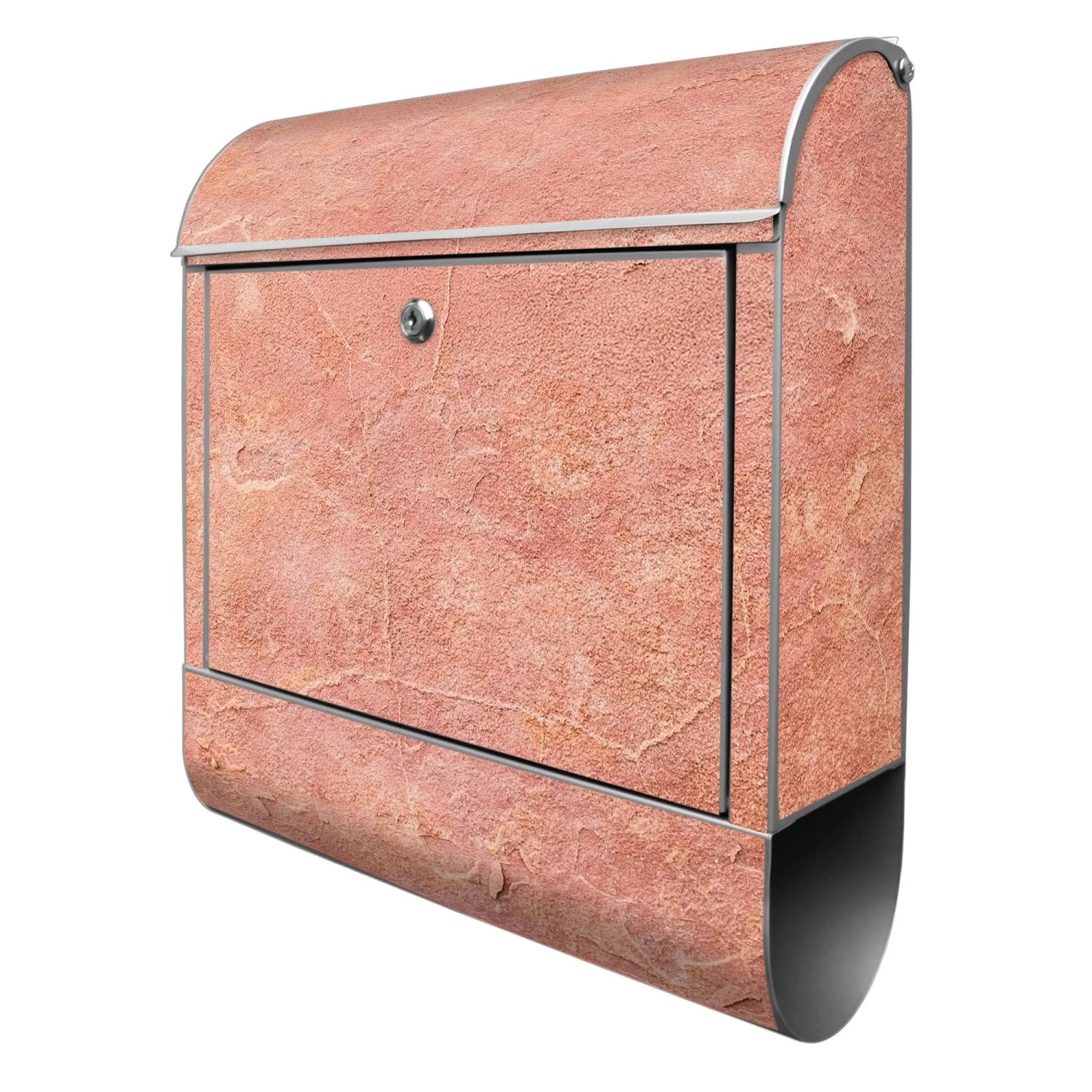 Banjado Design Briefkasten Silber Pulverbeschichtet 39x47x14cm 2 Schlüssel Mit Zeitungsfach Motiv Rosa Putz