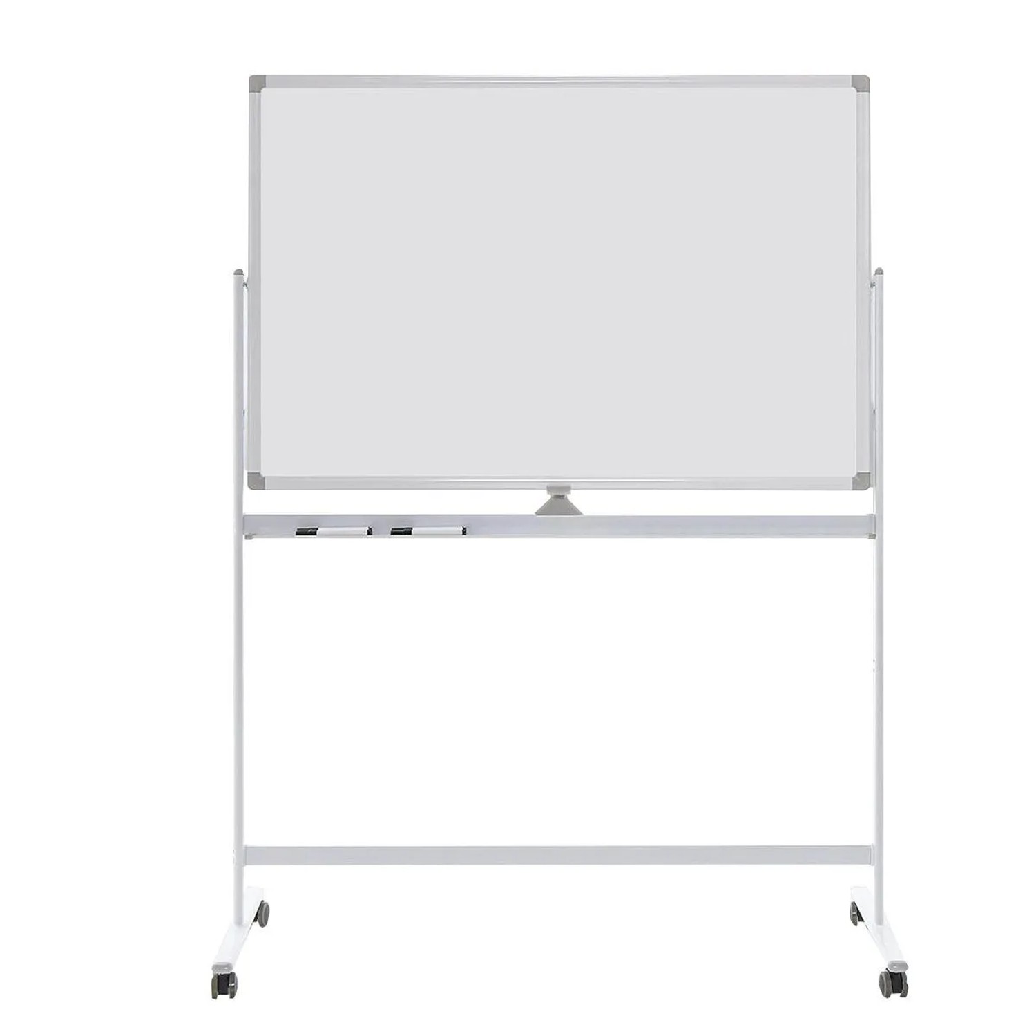 Costway Doppelseitiges Mobiles Whiteboard mit Rollen Weiß 120 x 80 cm
