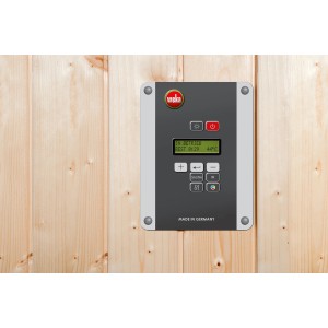 Weka BioS Systemsteuerung für Saunaofen mit digitalem Display zur Temperaturkontrolle.