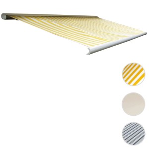 MCW Elektrische Kassettenmarkise H122 4x3m Polyester Gelb/Weiß