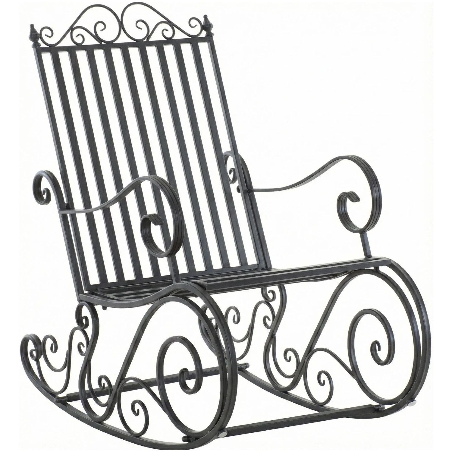 DELUKE Schaukelstuhl ANNA Antik Outdoor 56x90x94cm Metall Anthrazit Gartenstuhl Liegestuhl Relaxstuhl Garten Terrasse