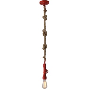 Rote Näve Pendelleuchte Regia mit Hanfseil und E27 Fassung. Hängeleuchte im Retro Design.