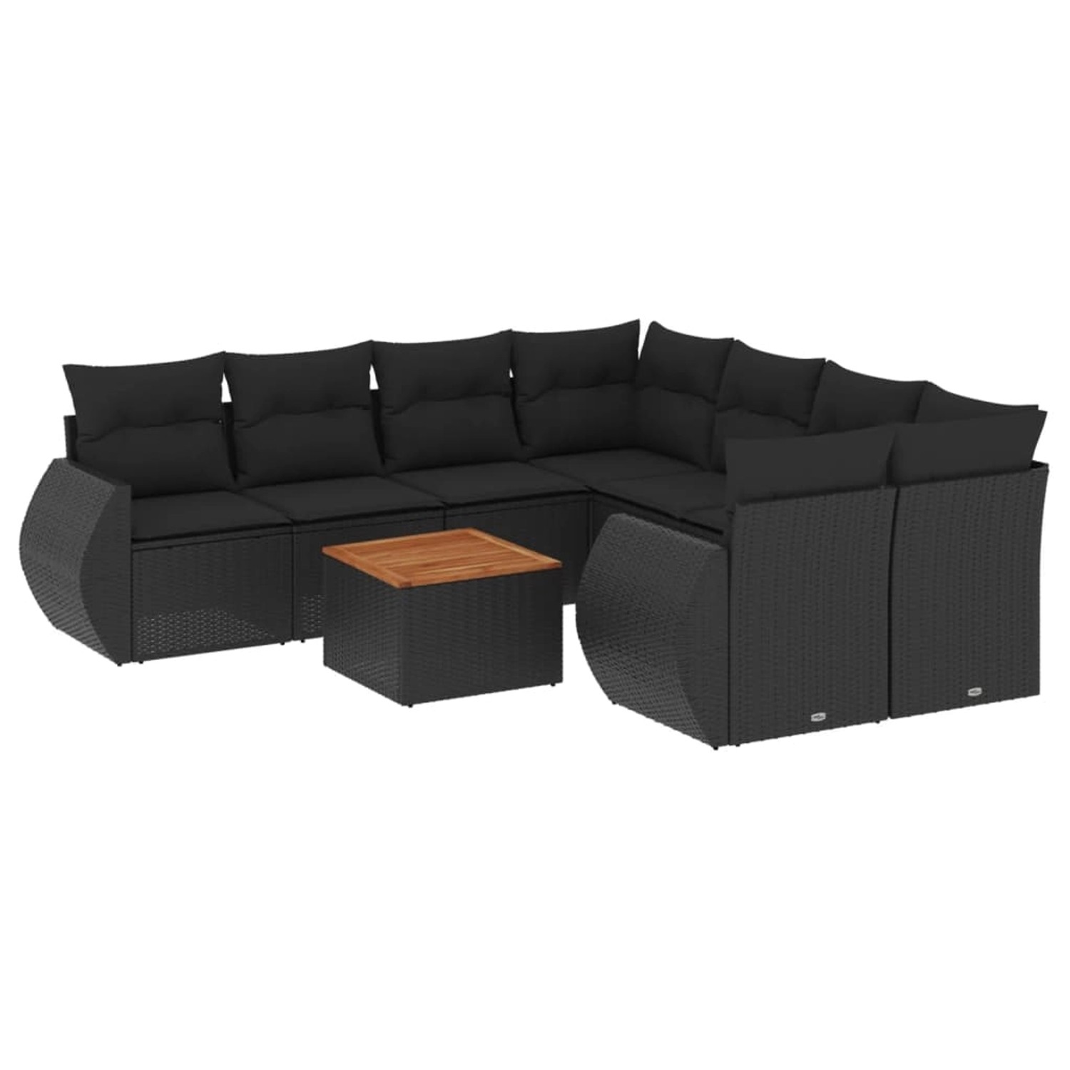 vidaXL 9-tlg Garten-Sofagarnitur mit Kissen Schwarz Poly Rattan Modell 93