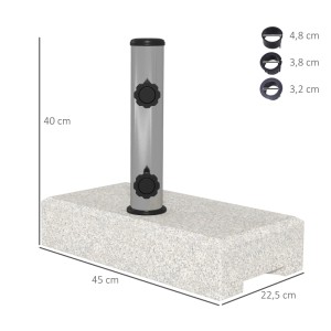 Outsunny Sonnenschirmständer aus Granit, grau, mit Stahlrohr und Maßen. Ideal für Balkon und Garten.