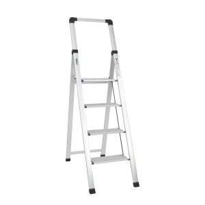 TRUTZHOLM Alu Trittleiter 4 Stufig Klappbar mit Handlauf 150kg Silber