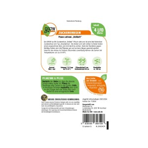 GROW by OBI Zuckererbse Deliket Samenpackung, Sorte Pisum sativum für knackige, süße Erbsen.