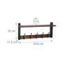 Relaxdays Schlüsselbrett mit 5 Haken und Ablage, dunkelbraunem MDF und schwarzem Eisen im Industrial Design. 19x43,5x11,5 cm.