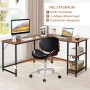 Costway L-förmiger Schreibtisch, braun, mit Regal. Ideal für Büro und Homeoffice.