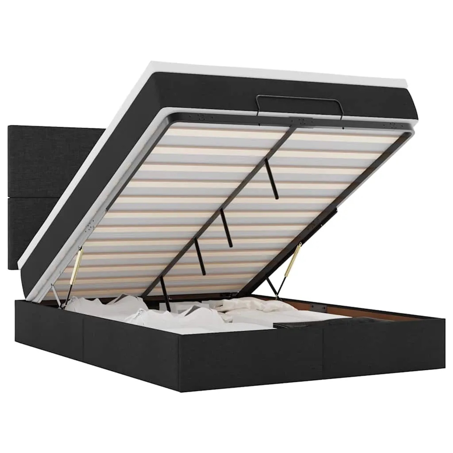 vidaXL Ottoman-Bett mit Matratze & LEDs Schwarz 140x200 cm Stoff 3313929