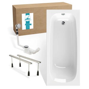 Calmwaters Badewanne 170x75 cm Set mit Füßen und Ablaufgarnitur.