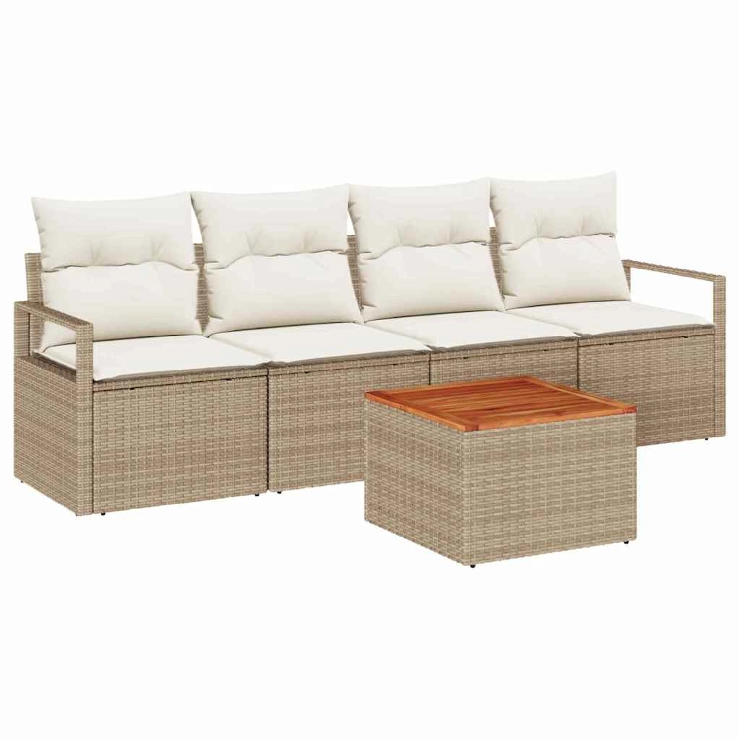 vidaXL Garten-Sofa-Set mit Kissen 5-Tlg Beige Poly Rattan 3347638 günstig online kaufen