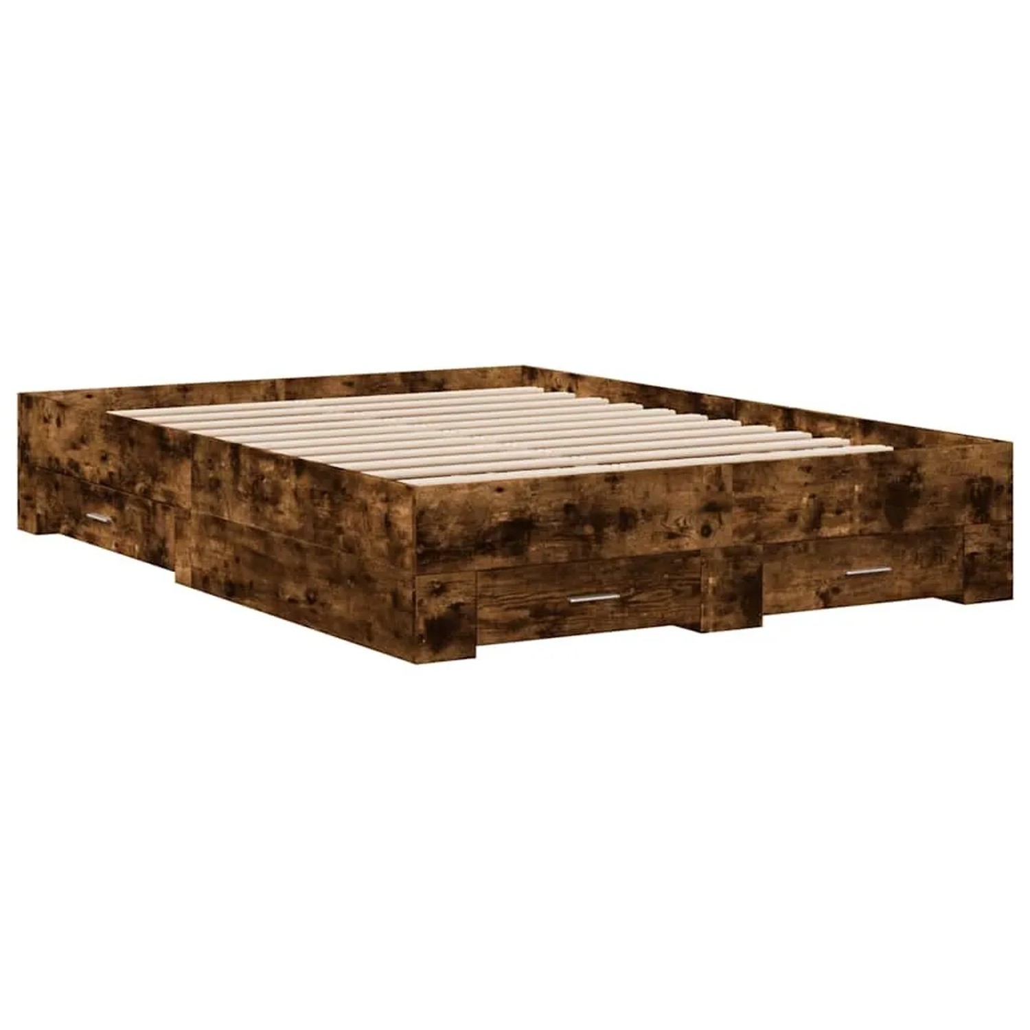 vidaXL Bettgestell mit Schubladen Räuchereiche 135x190cm Holzwerkstoff 3280 günstig online kaufen