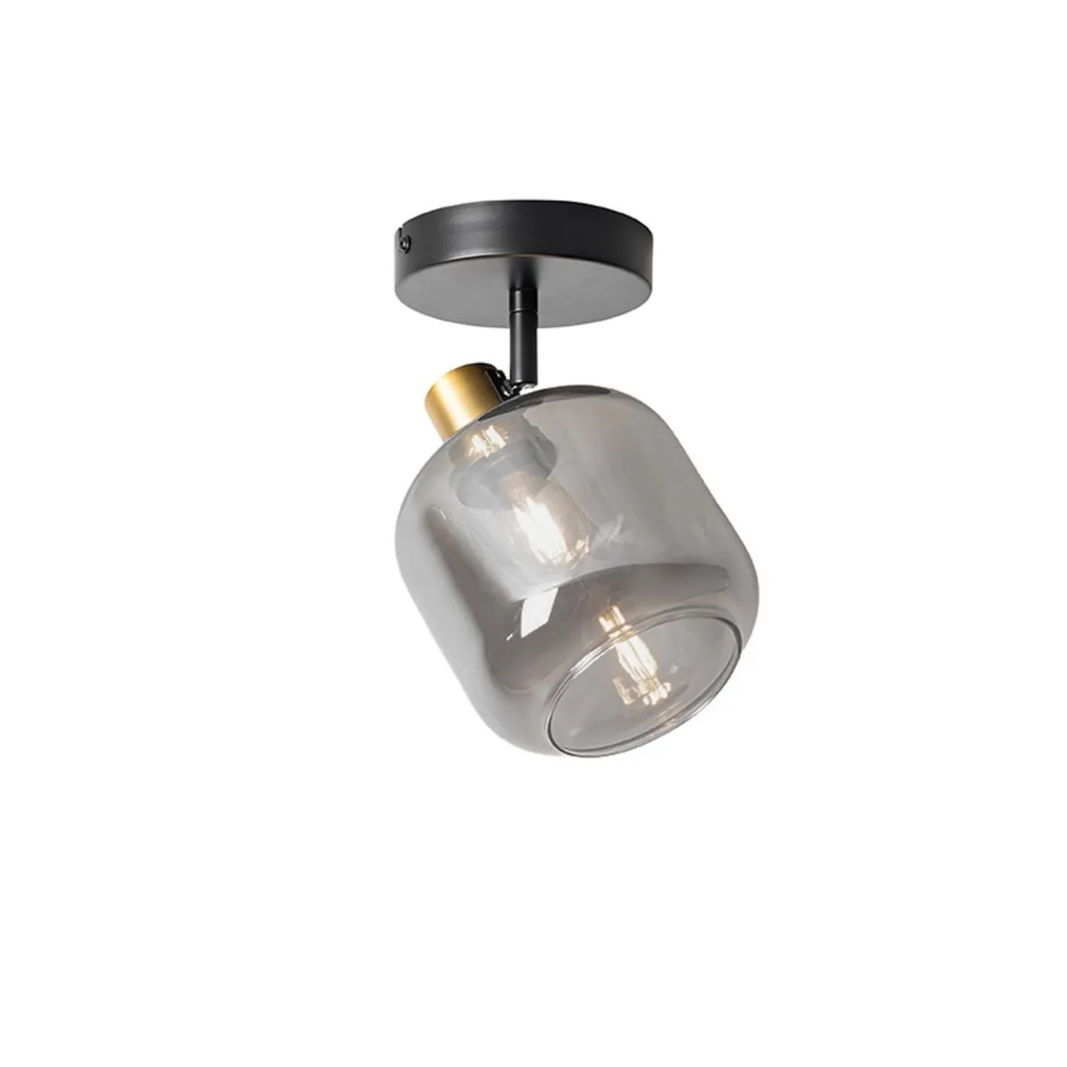 QAZQA Design DeckenSpot Schwarz mit Gold mit Rauchglas Zuzanna