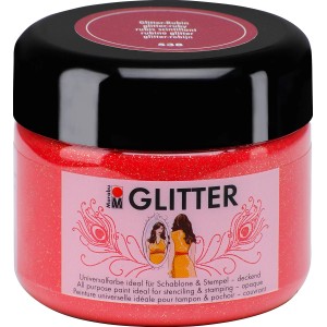 Marabu Glitterfarbe Rubin, 225ml, für Wand-Akzente mit Glitzer-Effekt.