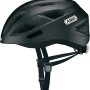 Schwarzer Abus Fahrradhelm City L für Erwachsene mit Kinnriemen und Reflektor.