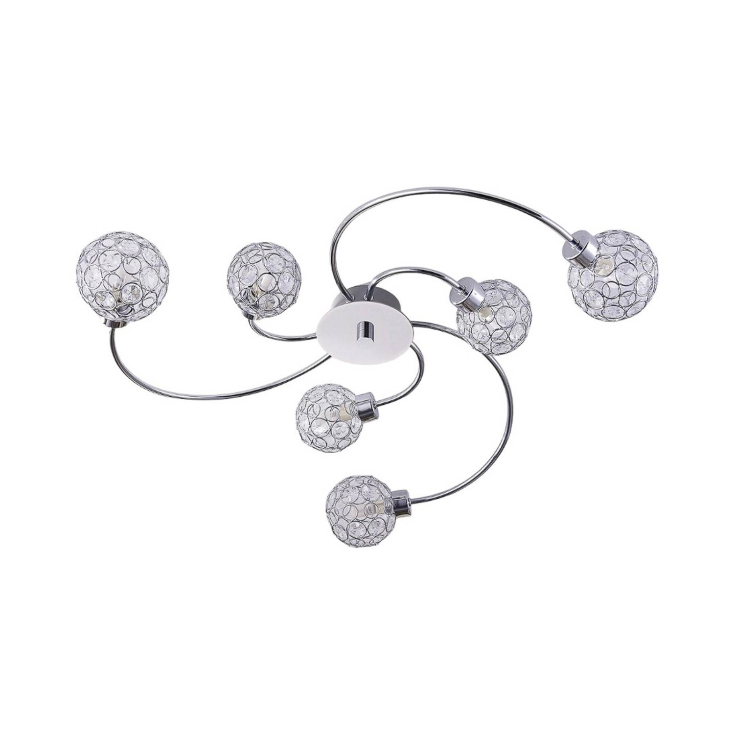 Lindby Deckenlampe Tyron 9620805 Modern in Chrom aus Metall 6-flammig G9 Wohnzimmerleuchte