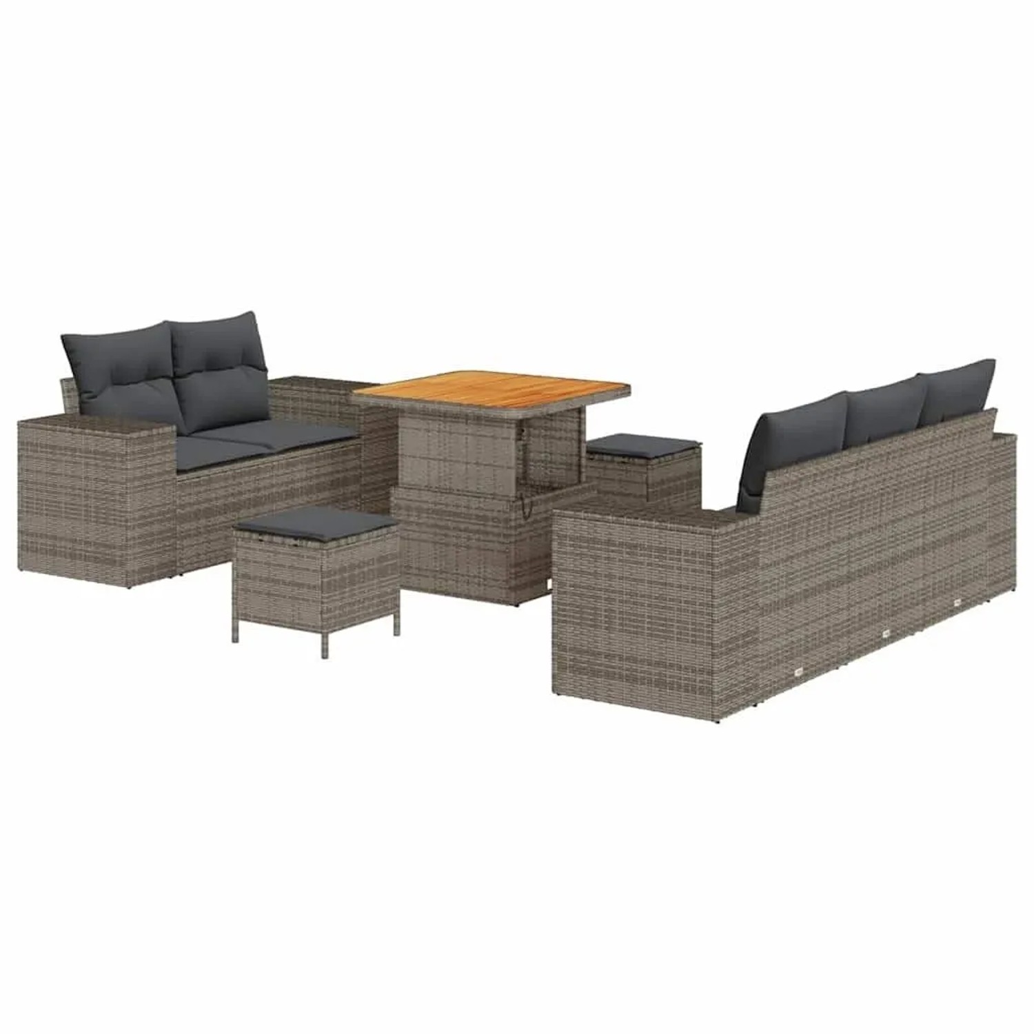 vidaXL Gartensofa-set mit Kissen mit Speicher 8-Tlg Grau Poly-Rattan 336389 günstig online kaufen
