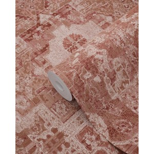 ESTAhome Tapete Orientalisches Kelim-Patchwork Dunkel Terrakotta-Rosa 50 X 900 Cm - 131364