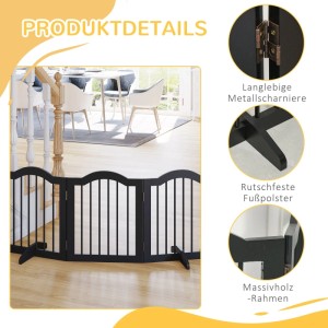 PawHut Absperrgitter 3-Teilig 154 5 x 61 cm Faltbar mit Tür 2 Stützfüßen
