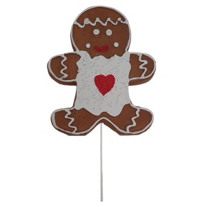 Deko-Weihnachtsfigur: Pfefferkuchenbaby Stecker, braun-weiß, 20,5 cm. Gartendeko für Weihnachten.