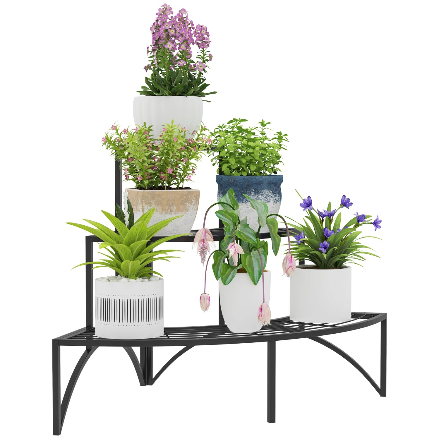 Outsunny  Pflanzenständer Metall Schwarz 87L x 60B x 60H cm
