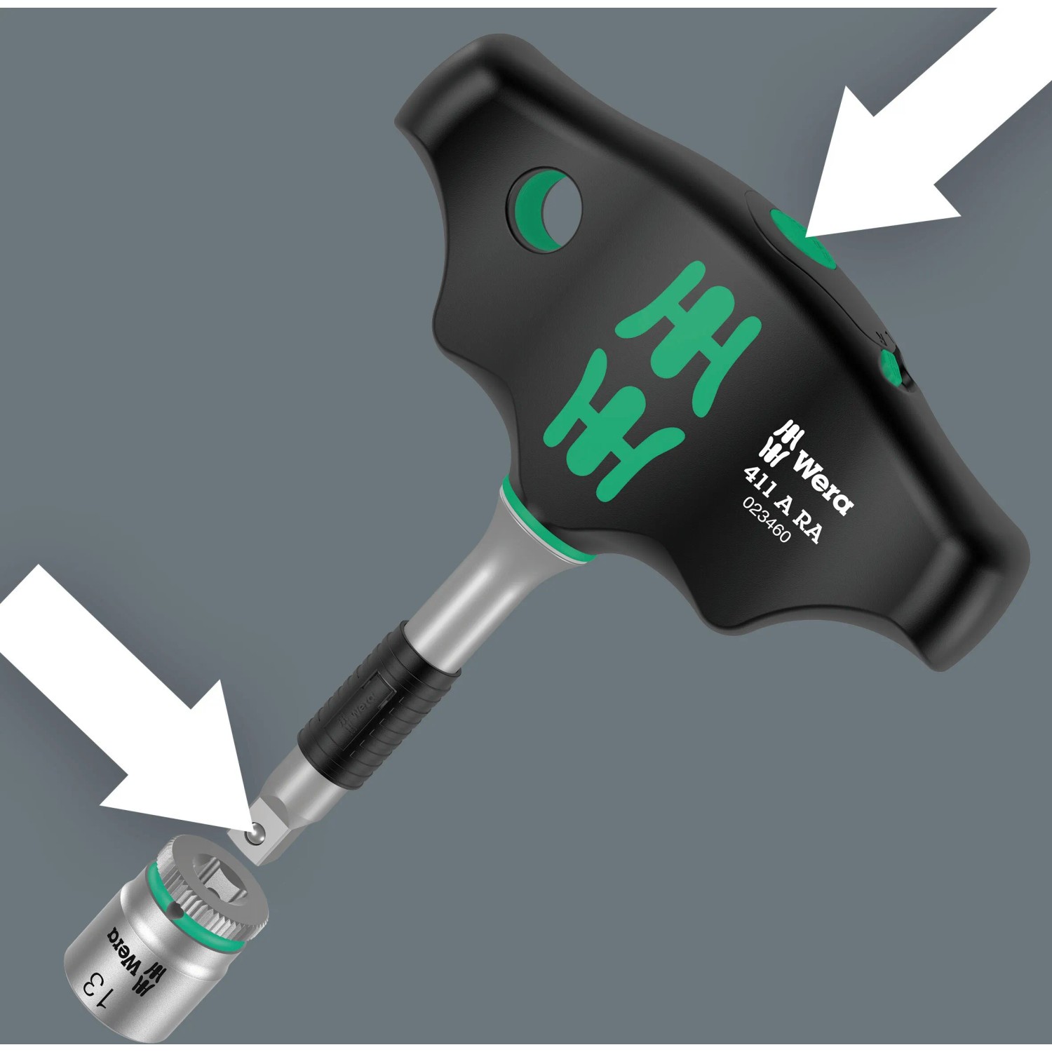 Wera Kraftform Kompakt 400 RA Schraubendreher-Set mit Knarre und Steckschlüssel-Aufsatz.