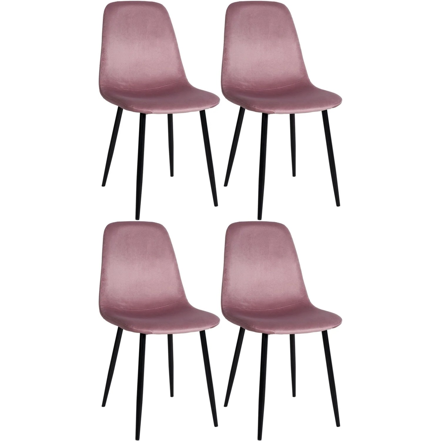 DELUKE Esszimmerstühle 4er Set MOVI Pink Samt Metall 88x44x51cm Strapazierfähig Küchenstühle Wohnzimmerstühle
