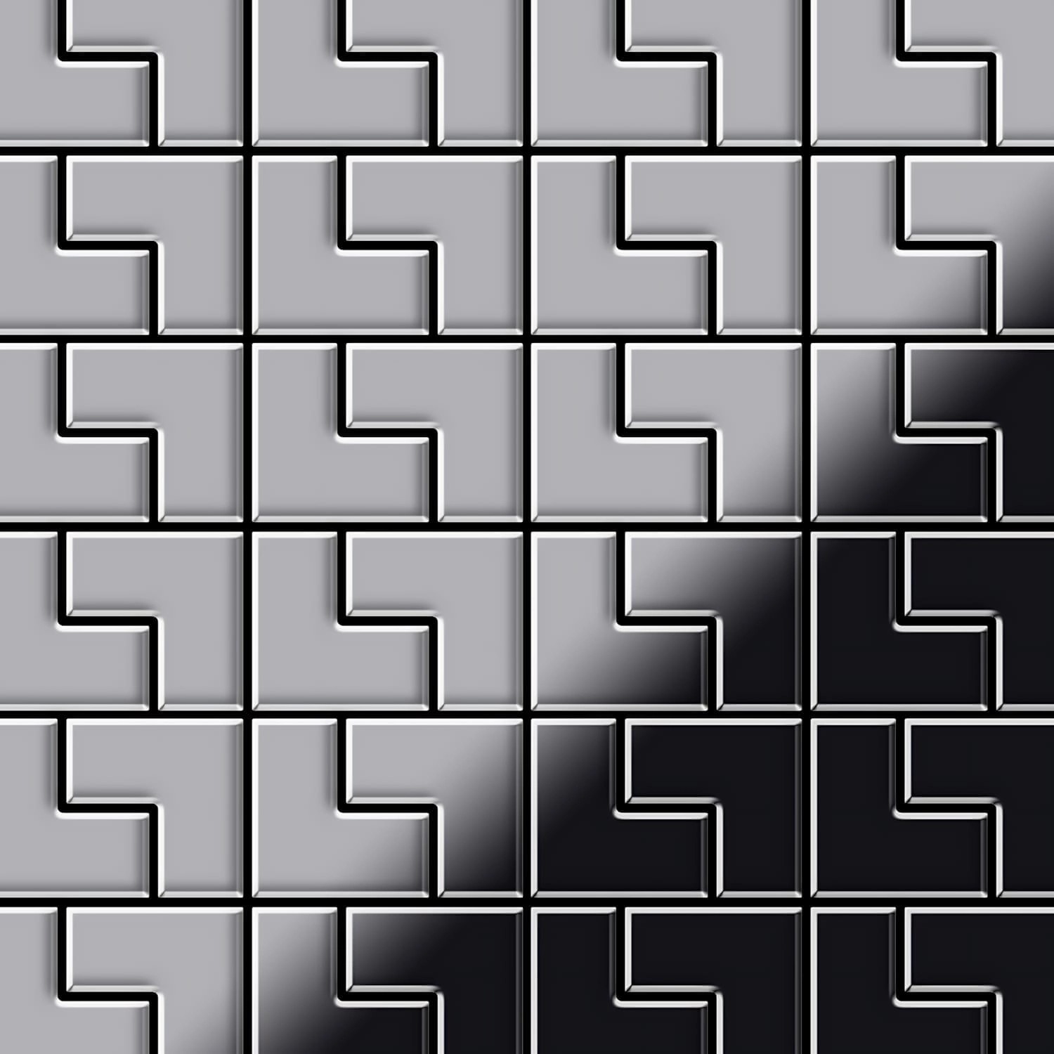 ALLOY Mosaik Fliese Massiv Metall Edelstahl Hochglänzend Grau 1,6mm Stark K günstig online kaufen