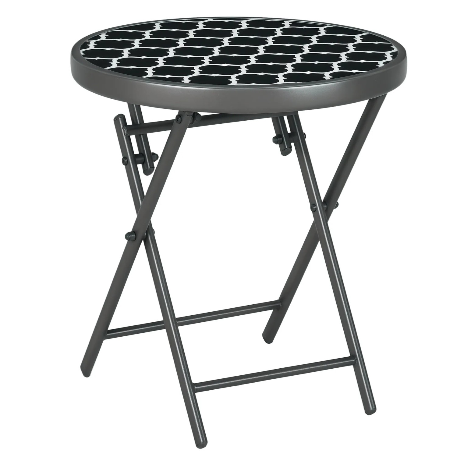 Outsunny Beistelltisch Metall Schwarz Ø45 x 50H cm