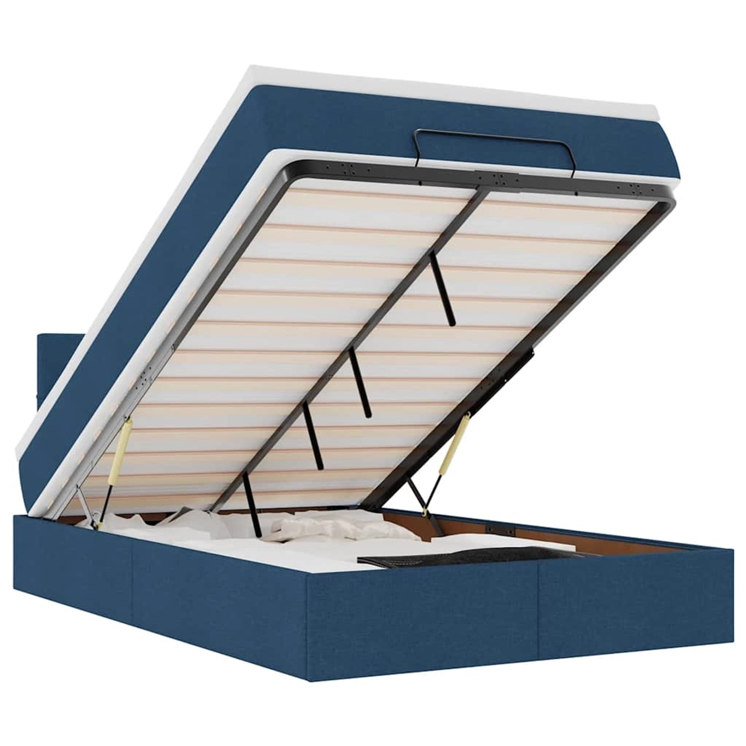 vidaXL Ottoman-Bett mit Matratze Blau 120x200 cm Stoff 3311455