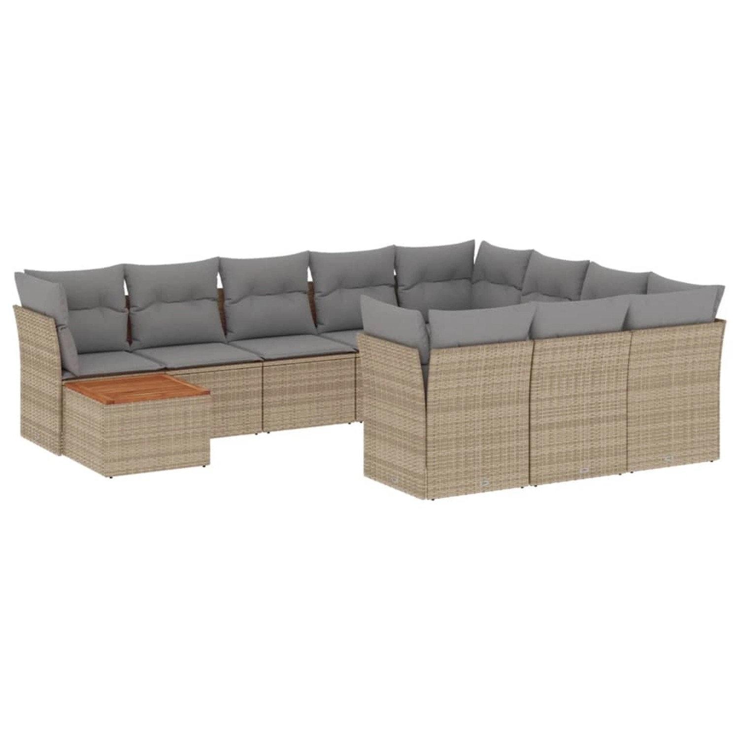 vidaXL 11-Tlg Garten-Sofagarnitur mit Kissen Beige Poly Rattan 3223847 günstig online kaufen
