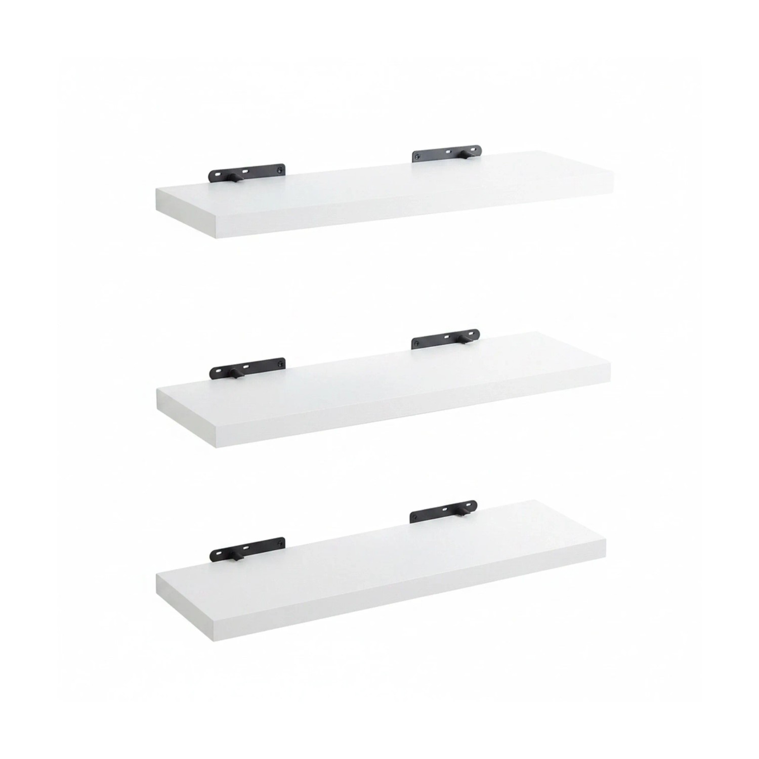 Relaxdays Wandregal MDF Eisen Weiß 3er Set 4 cm x 100 cm x 23 cm