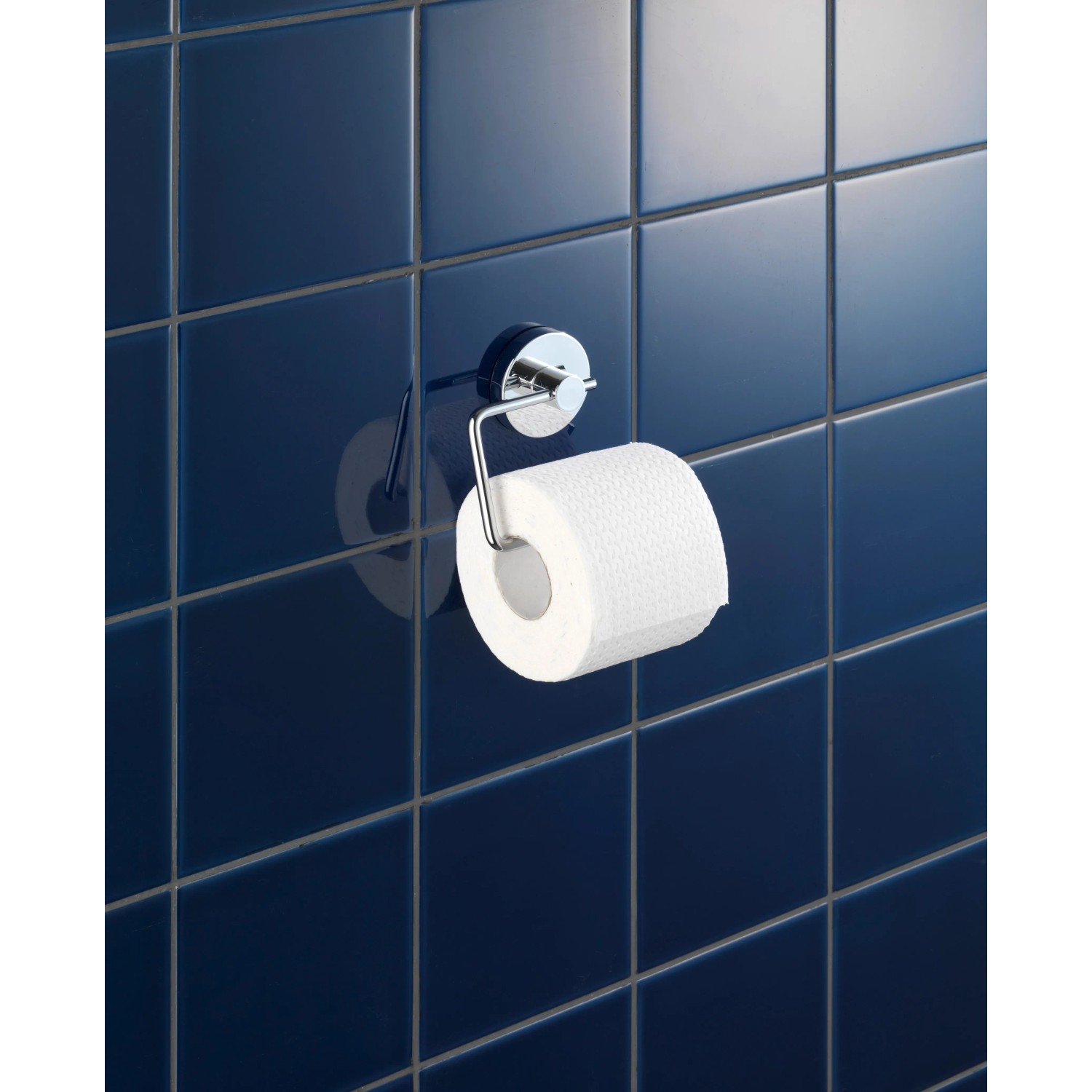 Wenko Toilettenpapierhalter Milazzo, Chrom/Weiß, zur Wandmontage ohne Bohren.