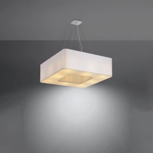 Weißer Sollux Lighting Kronleuchter Urano 60 mit quadratischem Lampenschirm.