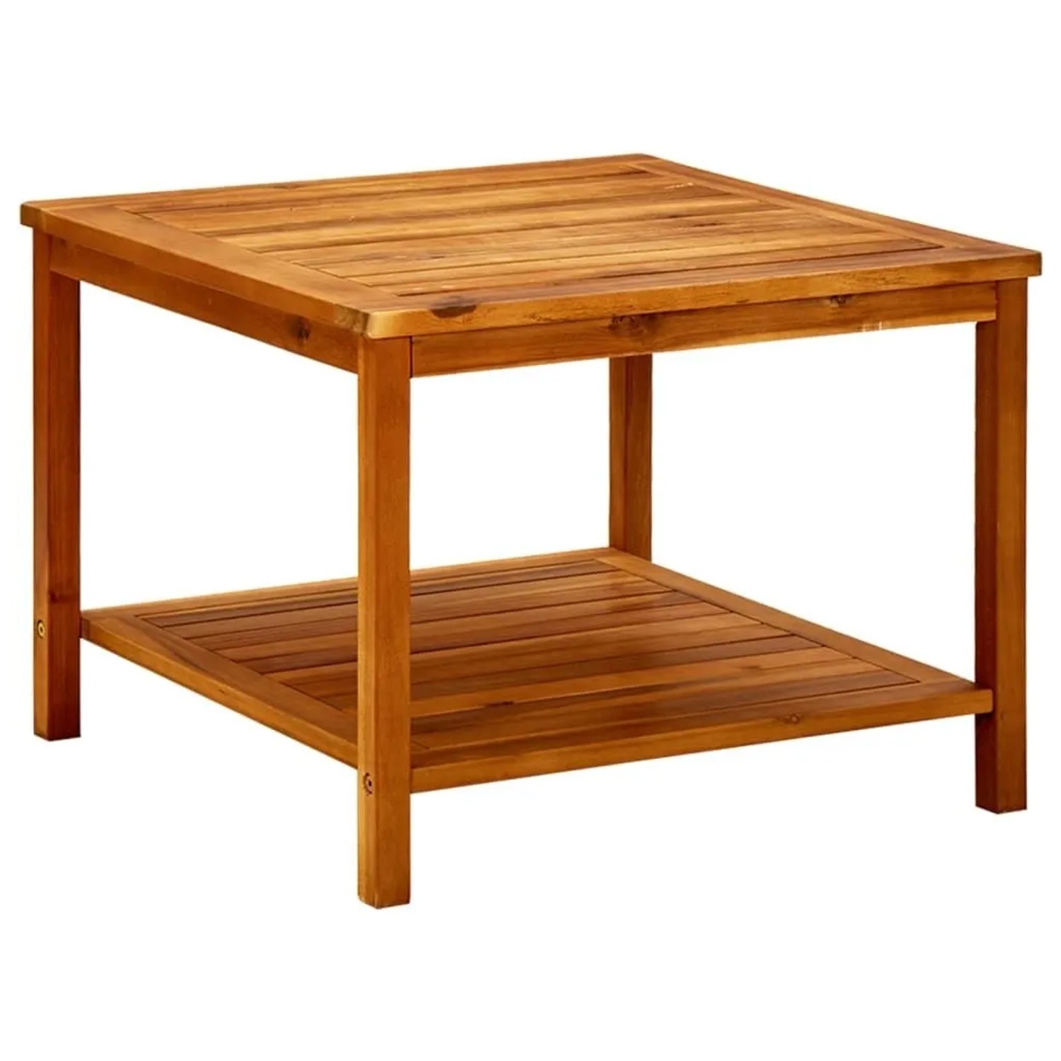 DELUKE Beistelltisch Holz EmmI Massivholz 60x60x45cm Couchtisch Akazie Beistelltisch Couch Holztisch Outdoor Sofatisch Gartentisch Eckig