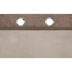 Beiger Fenstervorhang mit Ösen, 140x245 cm, 2er-Set, lichtdurchlässig.