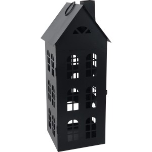 Schwarze Metall Laterne im Haus Design, Weihnachtsdekoration für gemütliche Lichtstimmung.