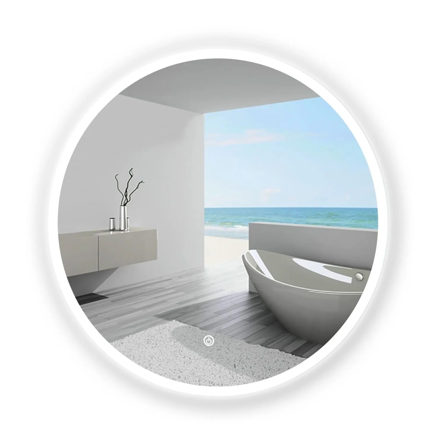 Duschparadies Badspiegel Rund 70cm LED Spiegel 2700-6500K Dimmbar mit Touch Beschlagfrei