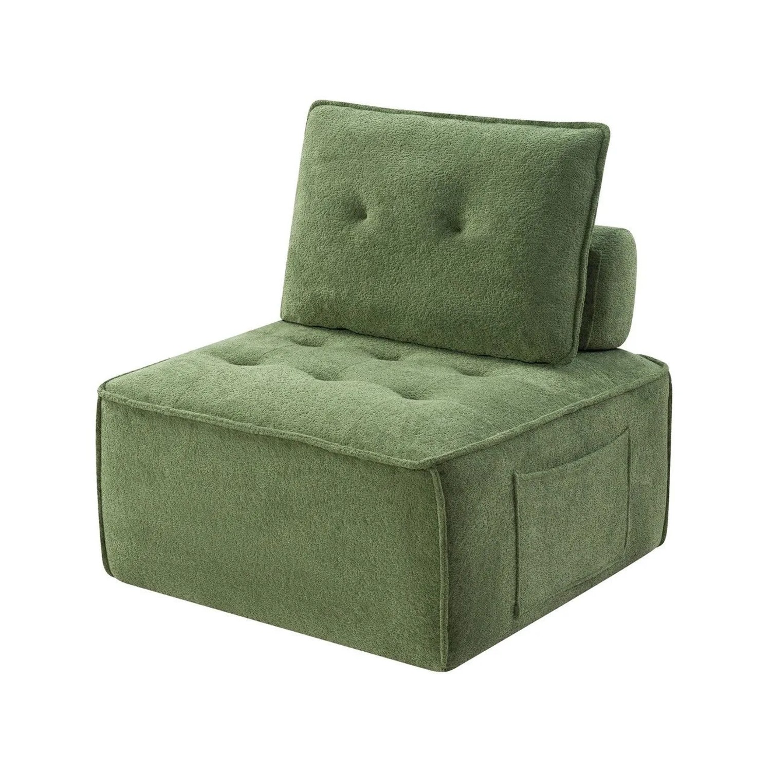 GLP Sofamodul Teddyfleece 84x84 cm Bodensofa ohne Montage Salbeigrün
