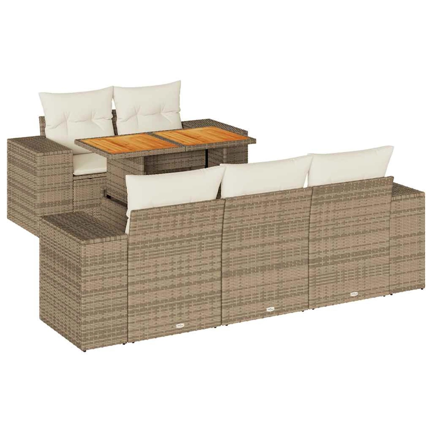 vidaXL 6-Tlg Garten-Sofagarnitur mit Kissen Beige Poly Rattan 3327327 günstig online kaufen