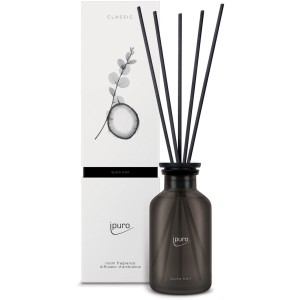 ipuro Raumduft Classic Noir, 240 ml, mit Duftstäbchen in dunklem Glasflakon.