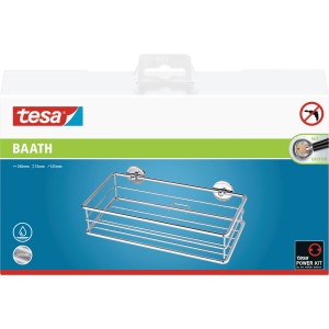 Tesa Duschablage Baath Plus, verchromt. Duschregal zur Wandmontage ohne Bohren.