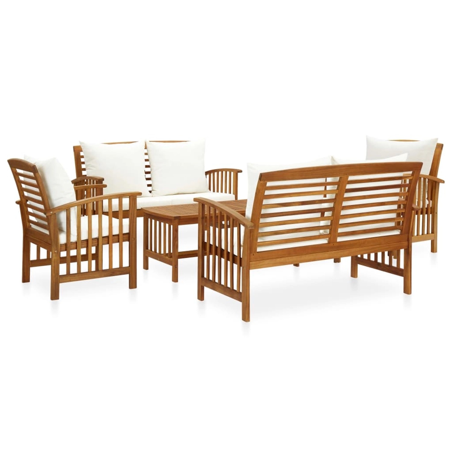 vidaXL 5-tlg Garten-Lounge-Set mit Auflagen Massivholz Akazie Modell 10