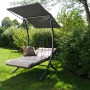 Angerer Hollywoodschaukel Swing Smart Sand, 1-Sitzer mit Sonnendach und bequemer Liegefläche.