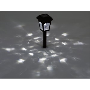 Brauner LED-Solarspieß im Vintage-Look für den Garten. Dekorative Solarleuchte mit kaltweißem Licht.