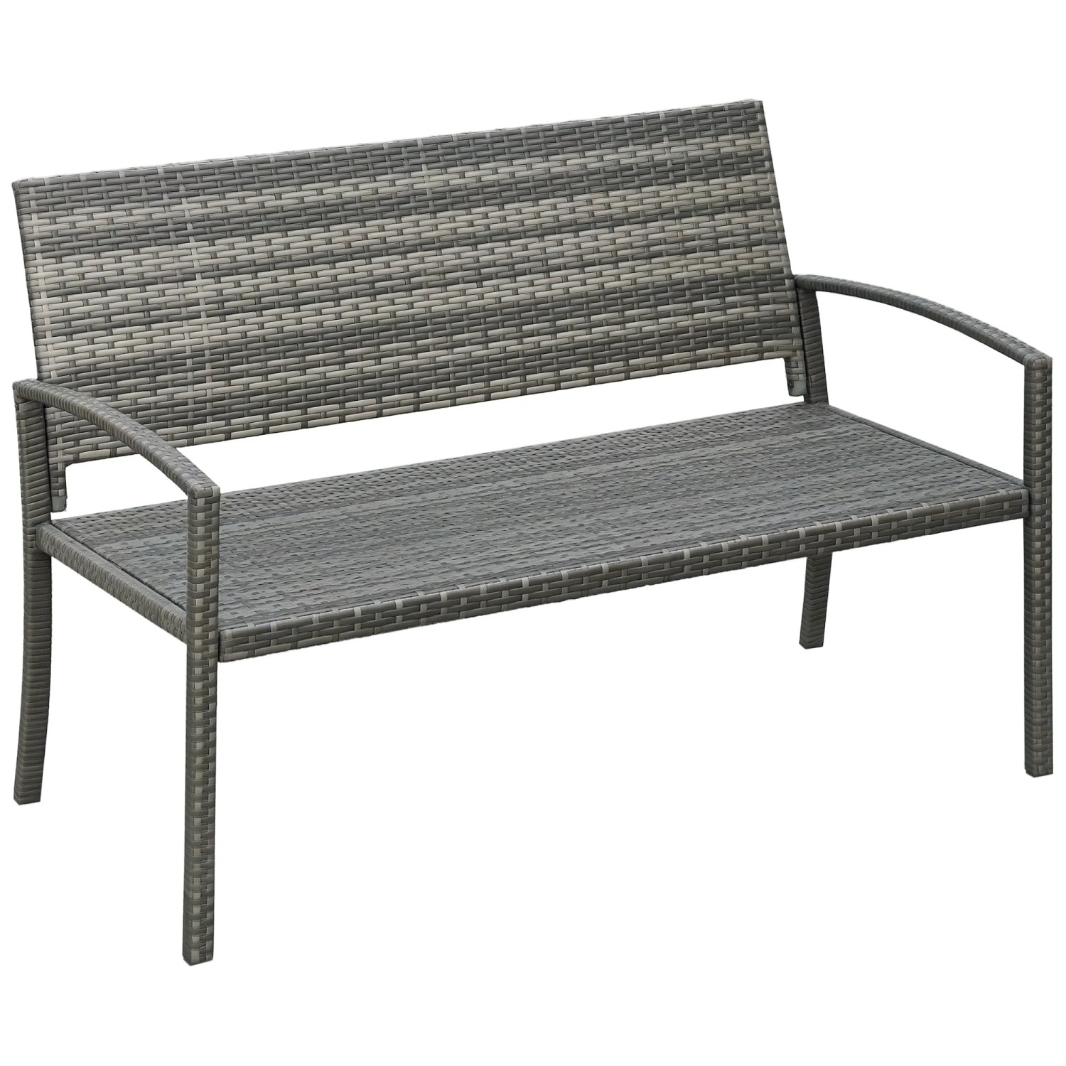 Outsunny Gartenbank Polyrattan UV-beständig bis 240kg belastbar für Garten Terrasse (Gartenmöbel, 1-St., Sitzbank), Sitzbank in Rattanoptik, Mit Stahlrahmen