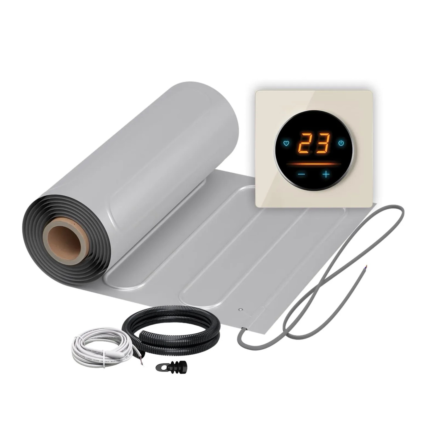 WARMON Fußbodenheizung Elektrisch ALU 150 W/m² mit WiFi Thermostat OKE 25 Beige 1,5 m²